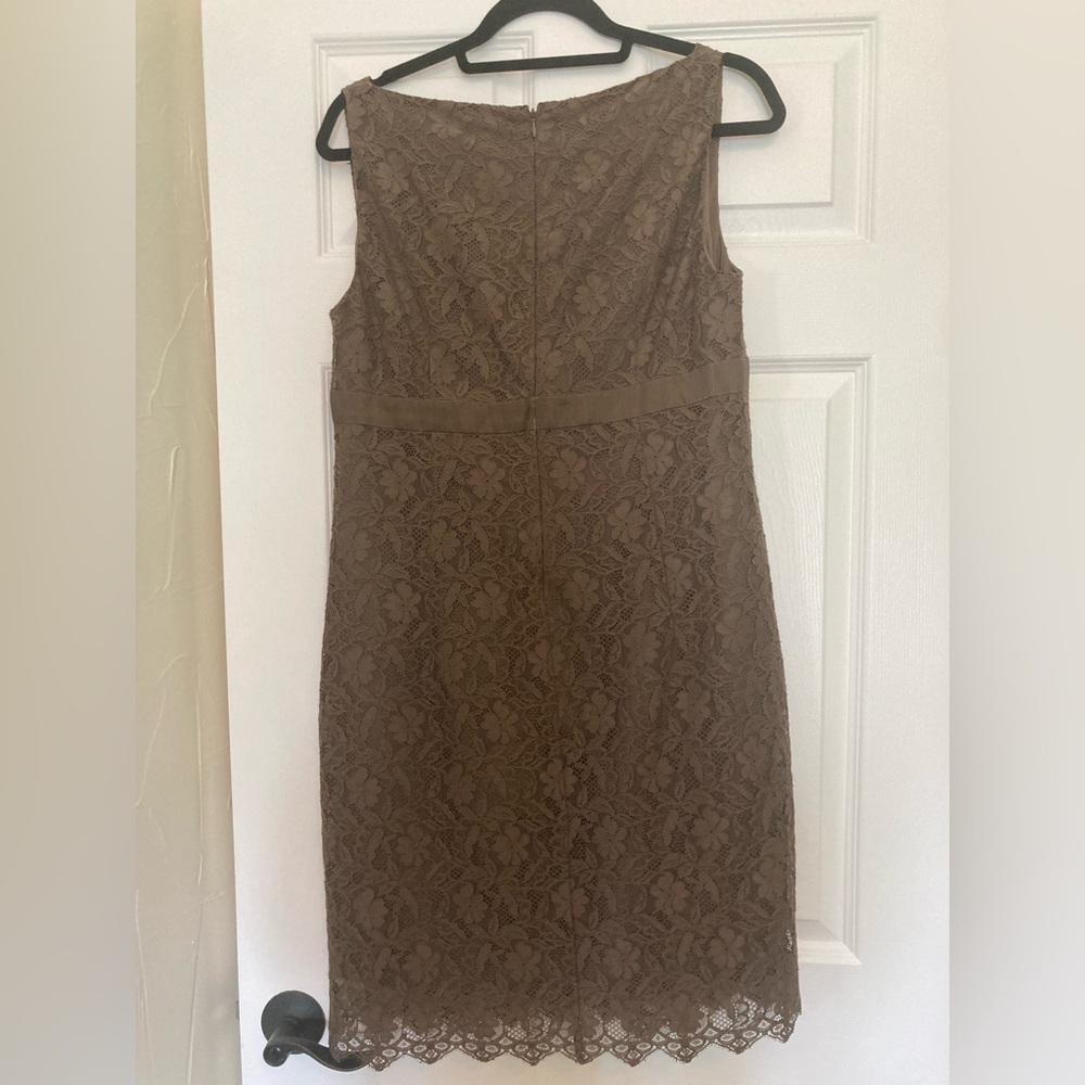 Red Valentino Mocha Silk Lace Dress w/Bow, Size 48 Euro - Picture 2 of 10